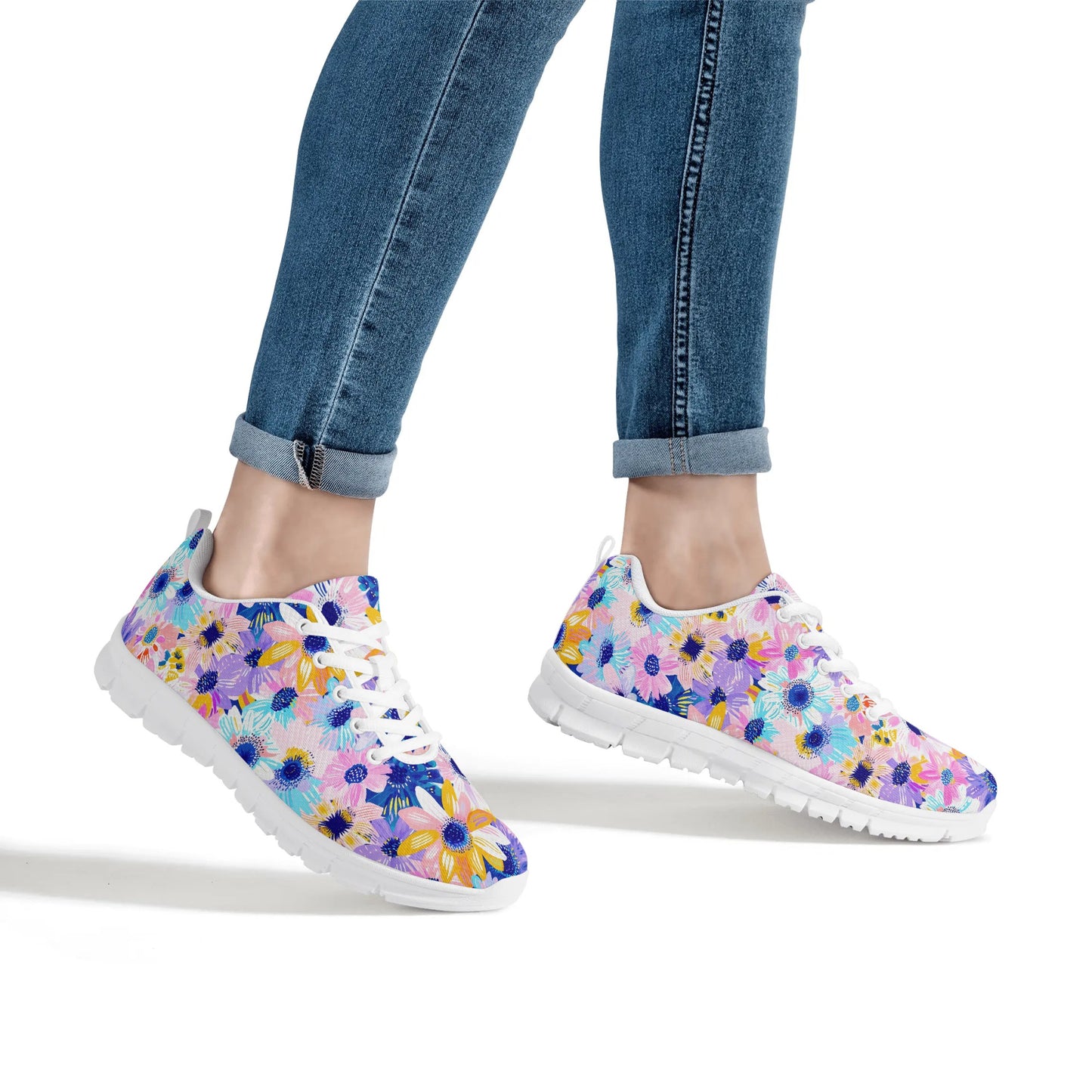 Watercolor Wonderland: Large Colorful Daisies Blooming with Radiance Womens EVA Mesh Running Shoes US5-US12