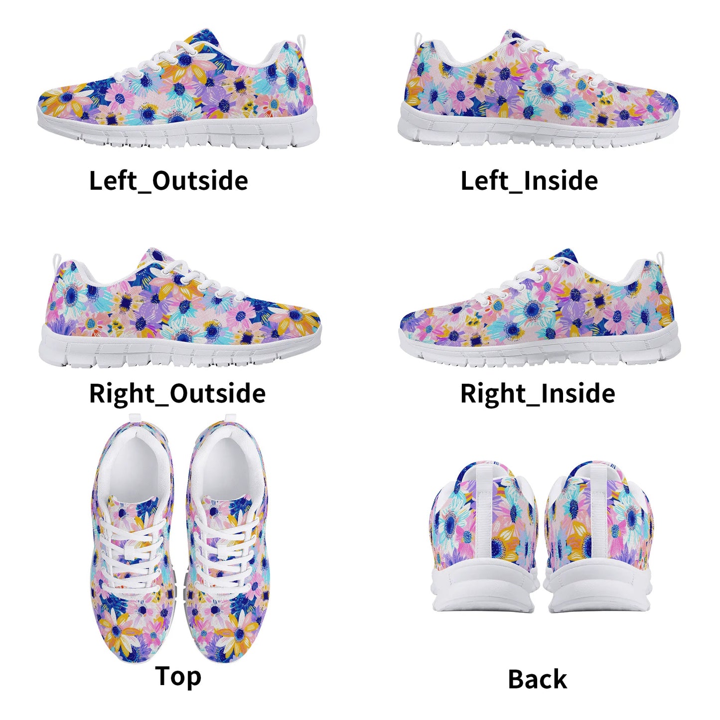 Watercolor Wonderland: Large Colorful Daisies Blooming with Radiance Womens EVA Mesh Running Shoes US5-US12