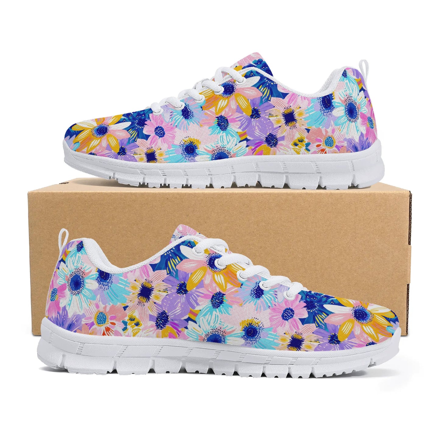 Watercolor Wonderland: Large Colorful Daisies Blooming with Radiance Womens EVA Mesh Running Shoes US5-US12