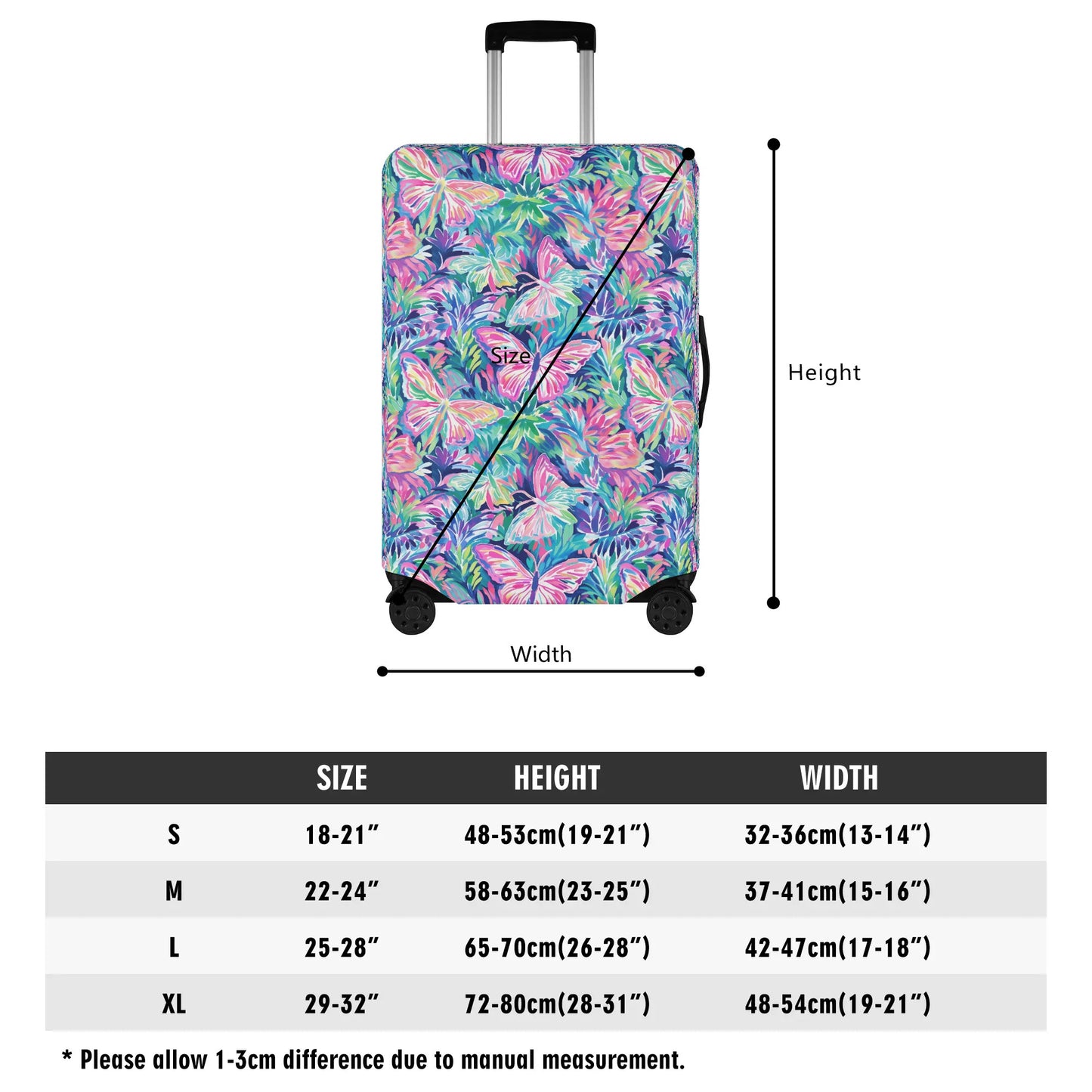 Fluttering Rainbows: Vibrant Watercolor Butterflies in Flight Luggage Protector and Cover 4 Sizes