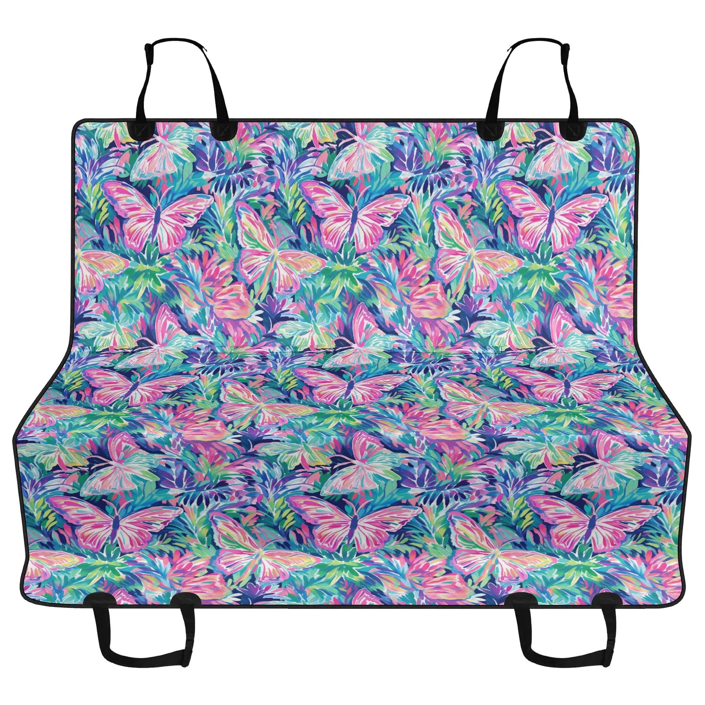 Fluttering Rainbows: Vibrant Watercolor Butterflies in Flight Car Pet Seat Cover 2 Sizes