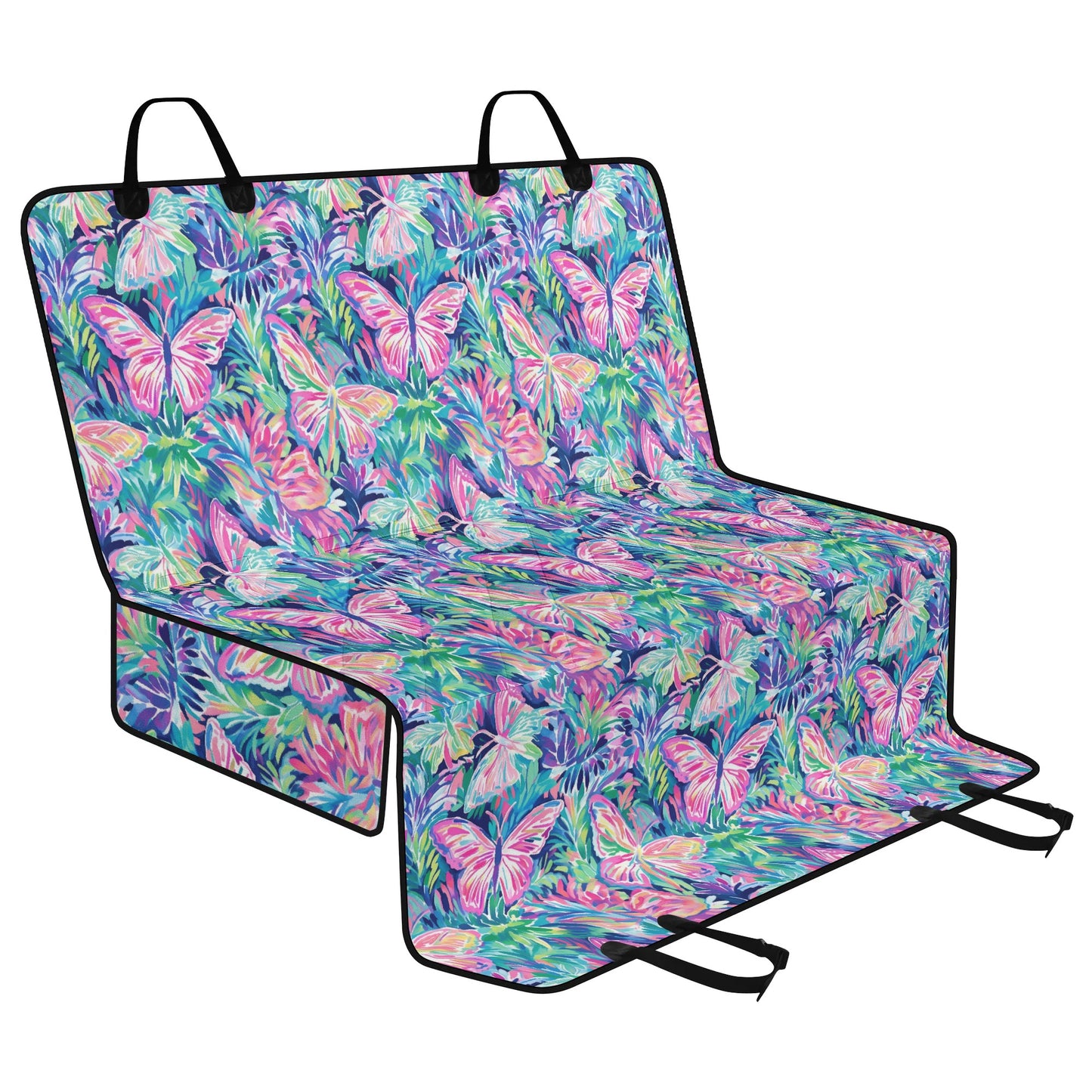 Fluttering Rainbows: Vibrant Watercolor Butterflies in Flight Car Pet Seat Cover 2 Sizes