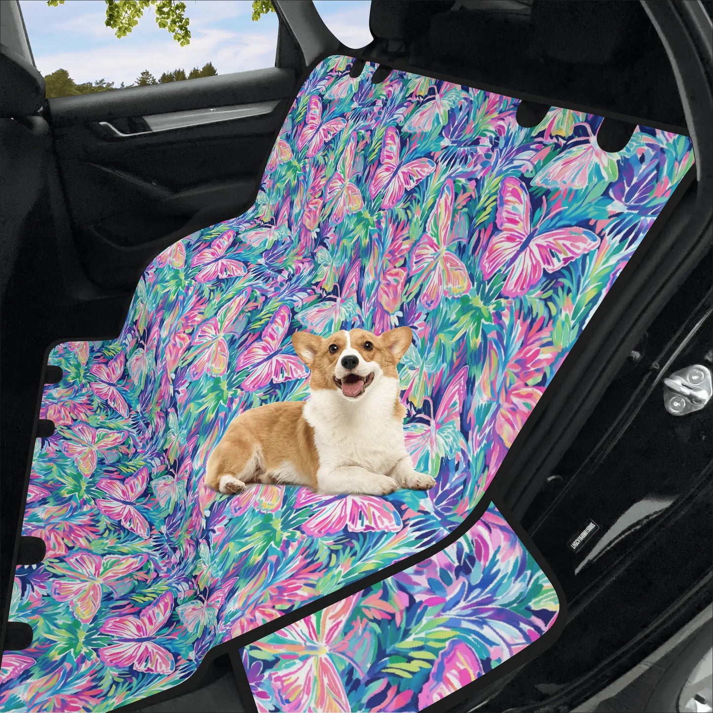 Fluttering Rainbows: Vibrant Watercolor Butterflies in Flight Car Pet Seat Cover 2 Sizes