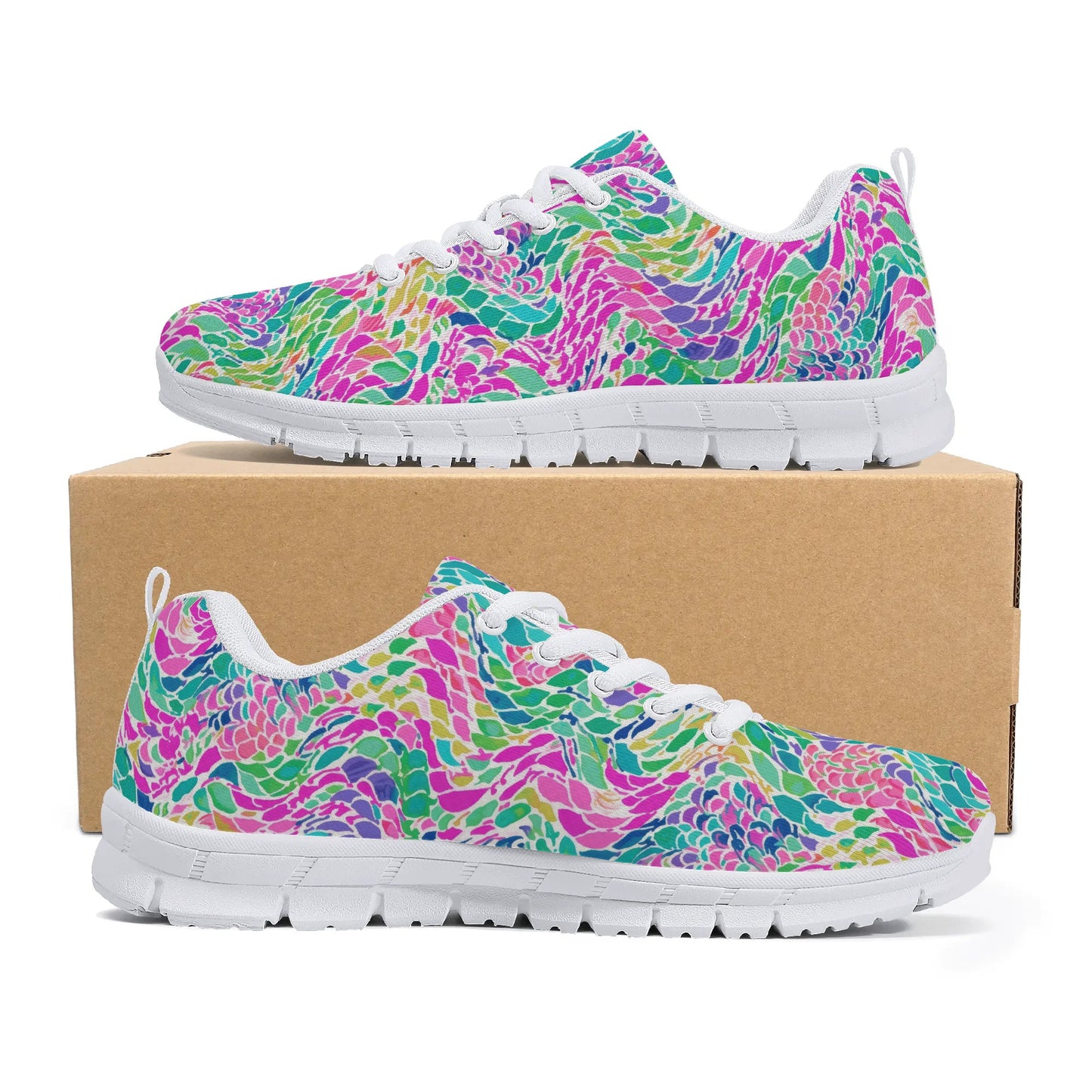 Enchanted Waves: Rainbow Mermaid Dancing in the Sea Womens EVA Mesh Running Shoes US5-US12