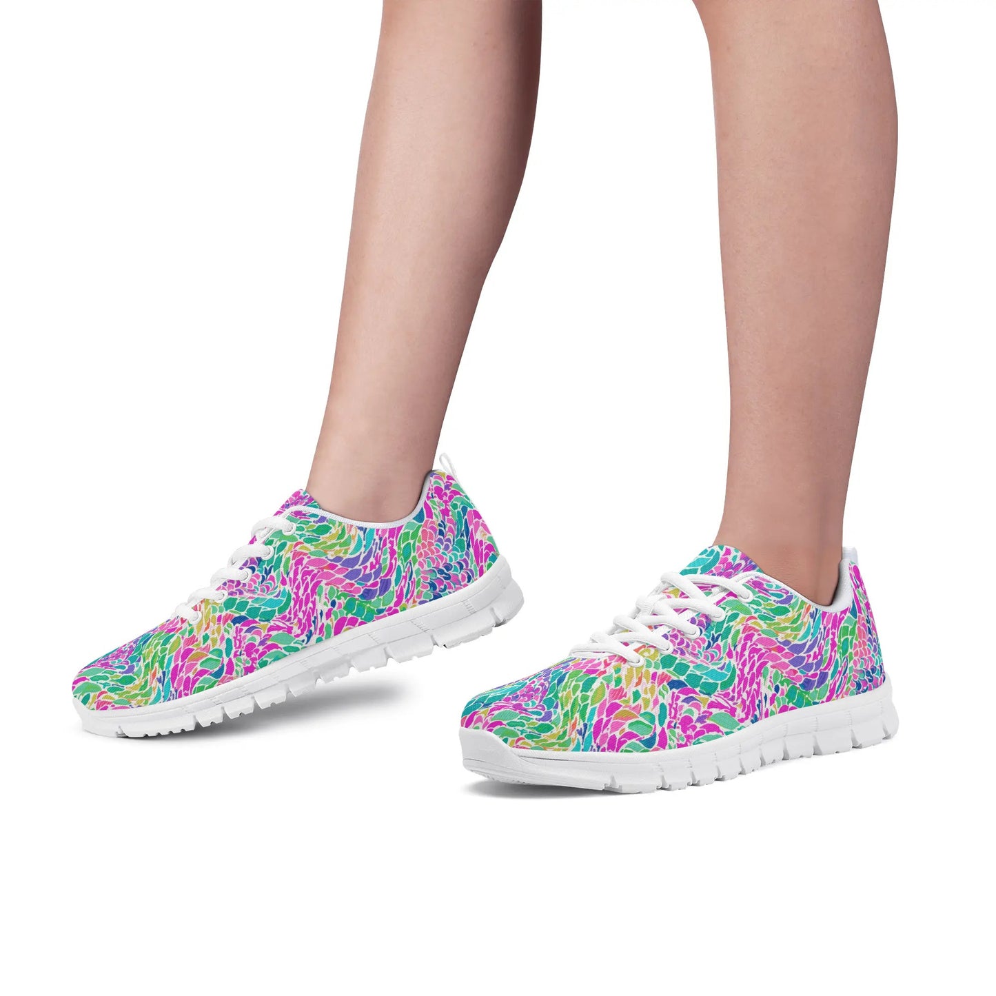 Enchanted Waves: Rainbow Mermaid Dancing in the Sea Womens EVA Mesh Running Shoes US5-US12