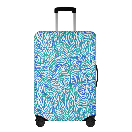 Tropical Fusion: Abstract Palm Leaves in Lime Green and Blue Hues  Luggage Protector and Cover 4 Sizes