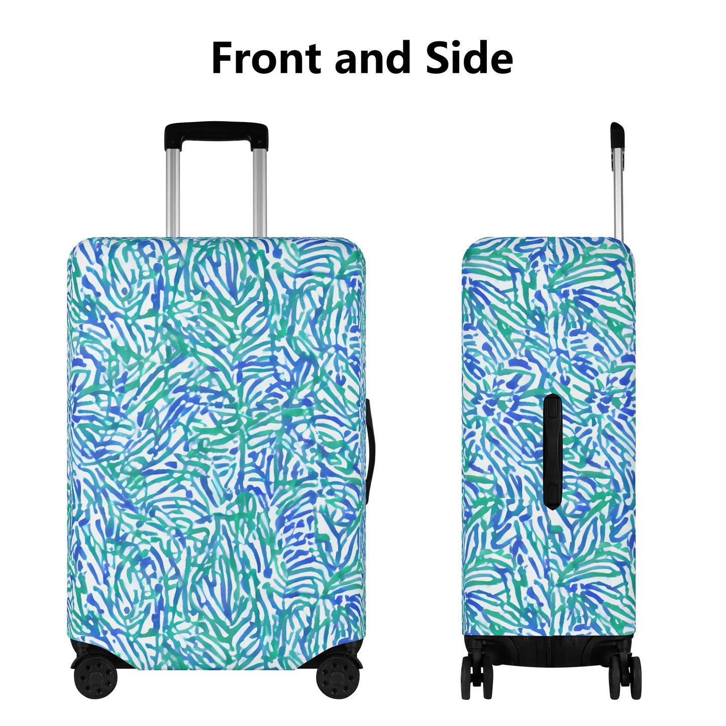 Tropical Fusion: Abstract Palm Leaves in Lime Green and Blue Hues  Luggage Protector and Cover 4 Sizes