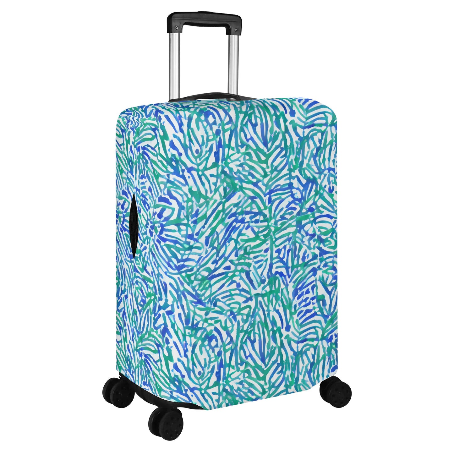 Tropical Fusion: Abstract Palm Leaves in Lime Green and Blue Hues  Luggage Protector and Cover 4 Sizes