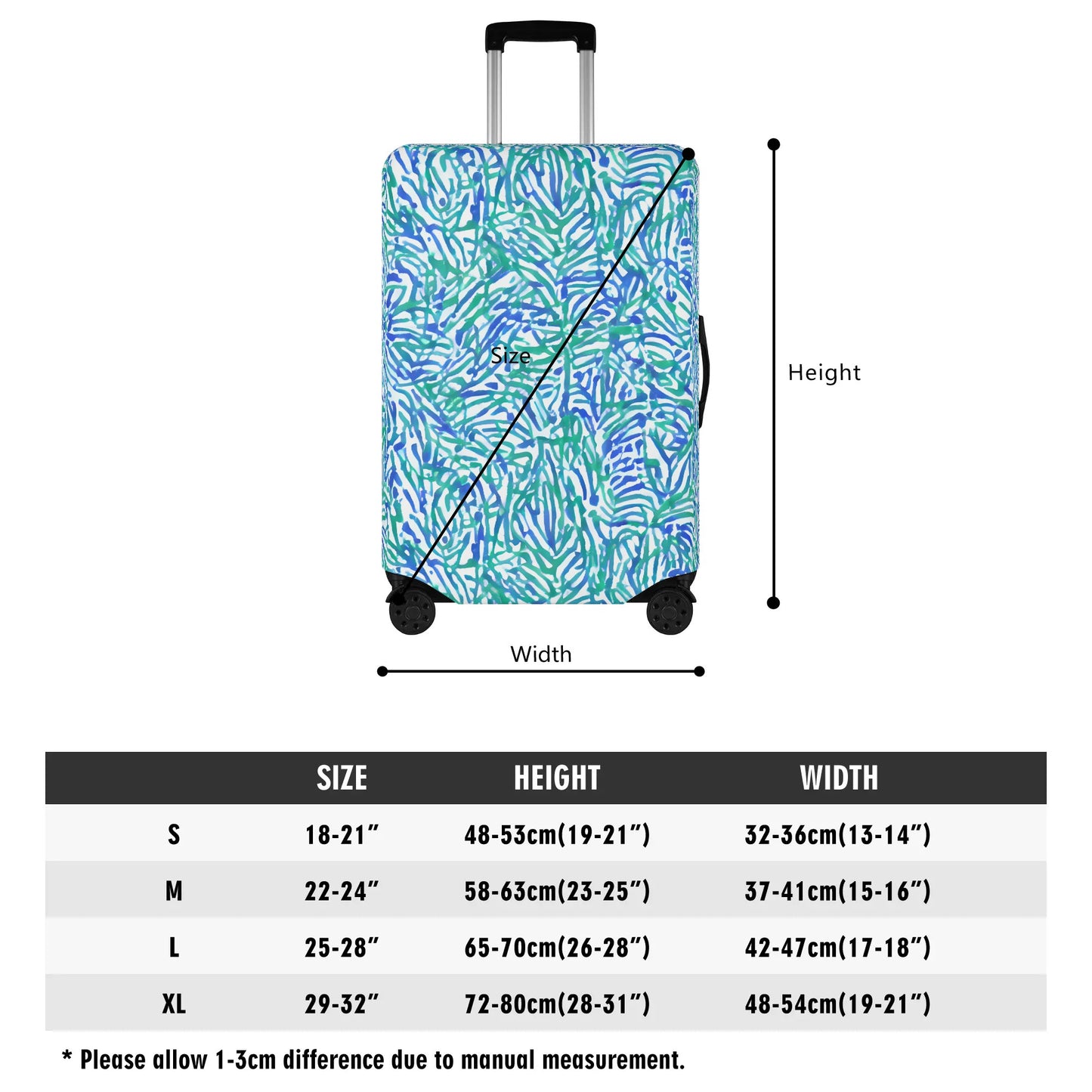 Tropical Fusion: Abstract Palm Leaves in Lime Green and Blue Hues  Luggage Protector and Cover 4 Sizes