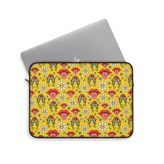 Groovy Nostalgia: Retro Rainbows, Lips, and Daisies - Laptop or Ipad Protective Sleeve 3 Sizes