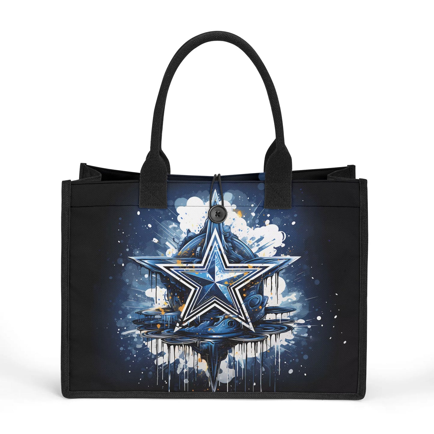 Texas Star Explosion with Water Reflection Structured Button Closure Canvas Tote Bag in 2 Sizes