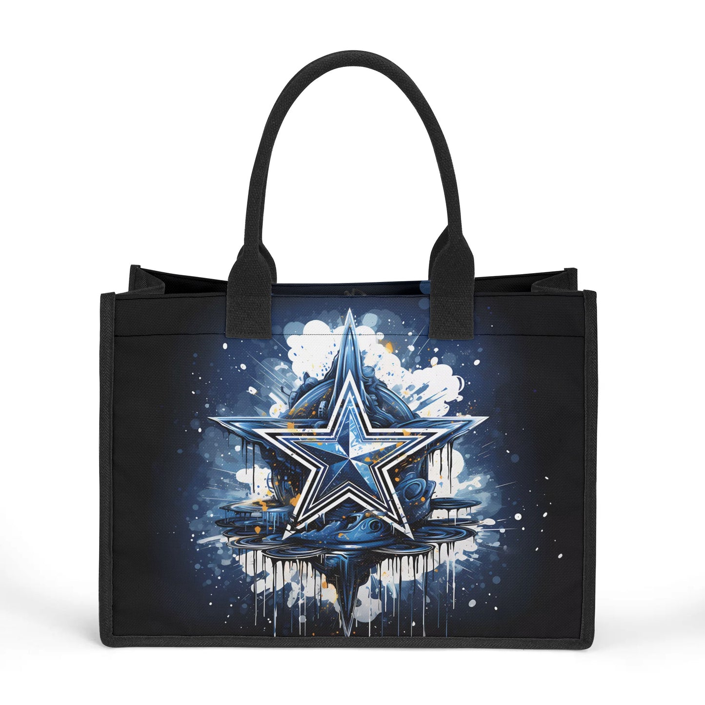 Texas Star Explosion with Water Reflection Structured Button Closure Canvas Tote Bag in 2 Sizes