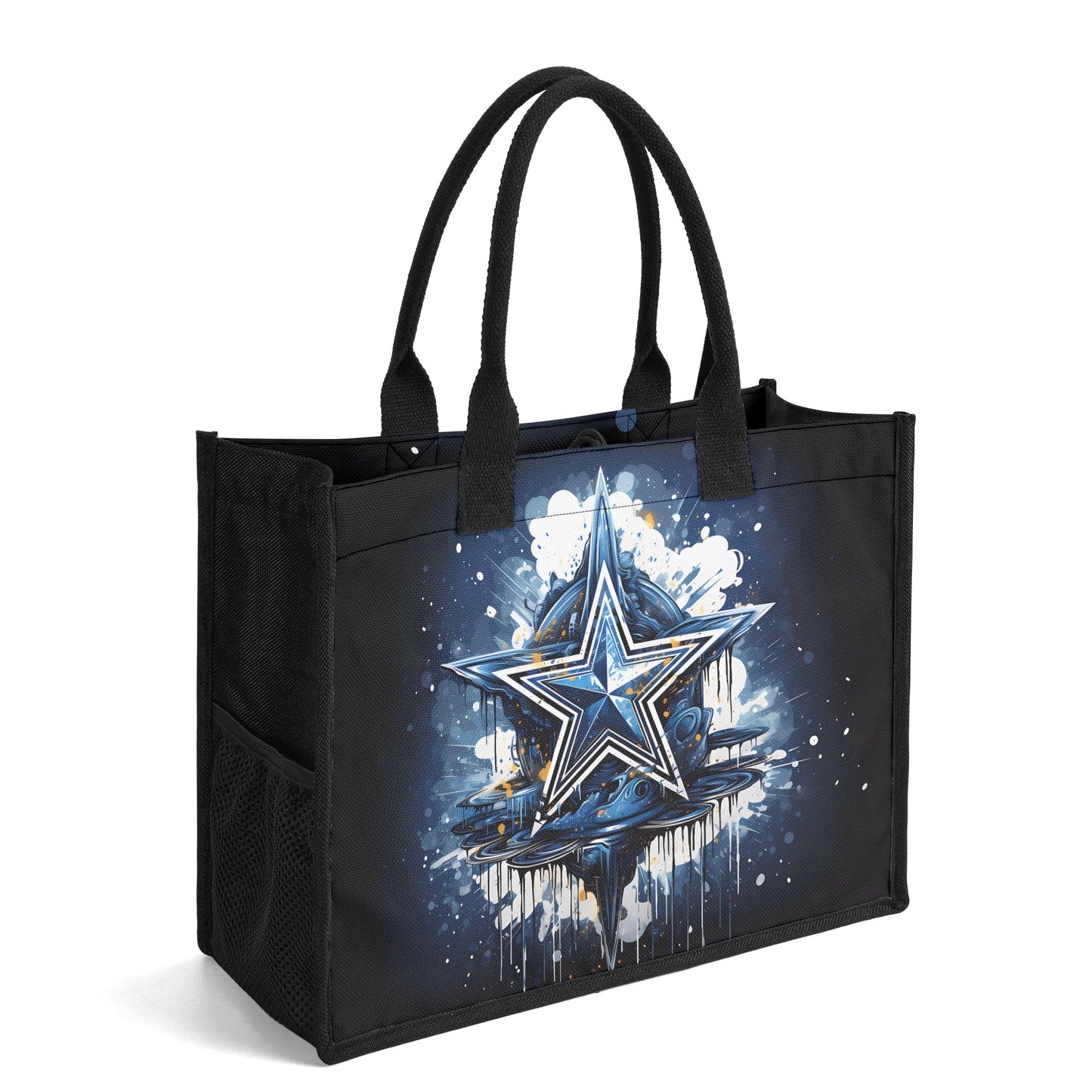 Texas Star Explosion with Water Reflection Structured Button Closure Canvas Tote Bag in 2 Sizes