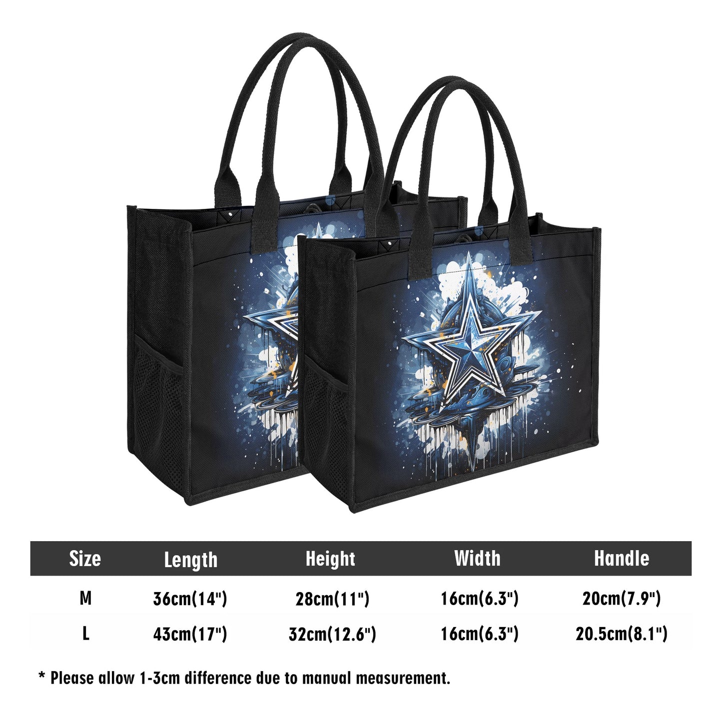 Texas Star Explosion with Water Reflection Structured Button Closure Canvas Tote Bag in 2 Sizes