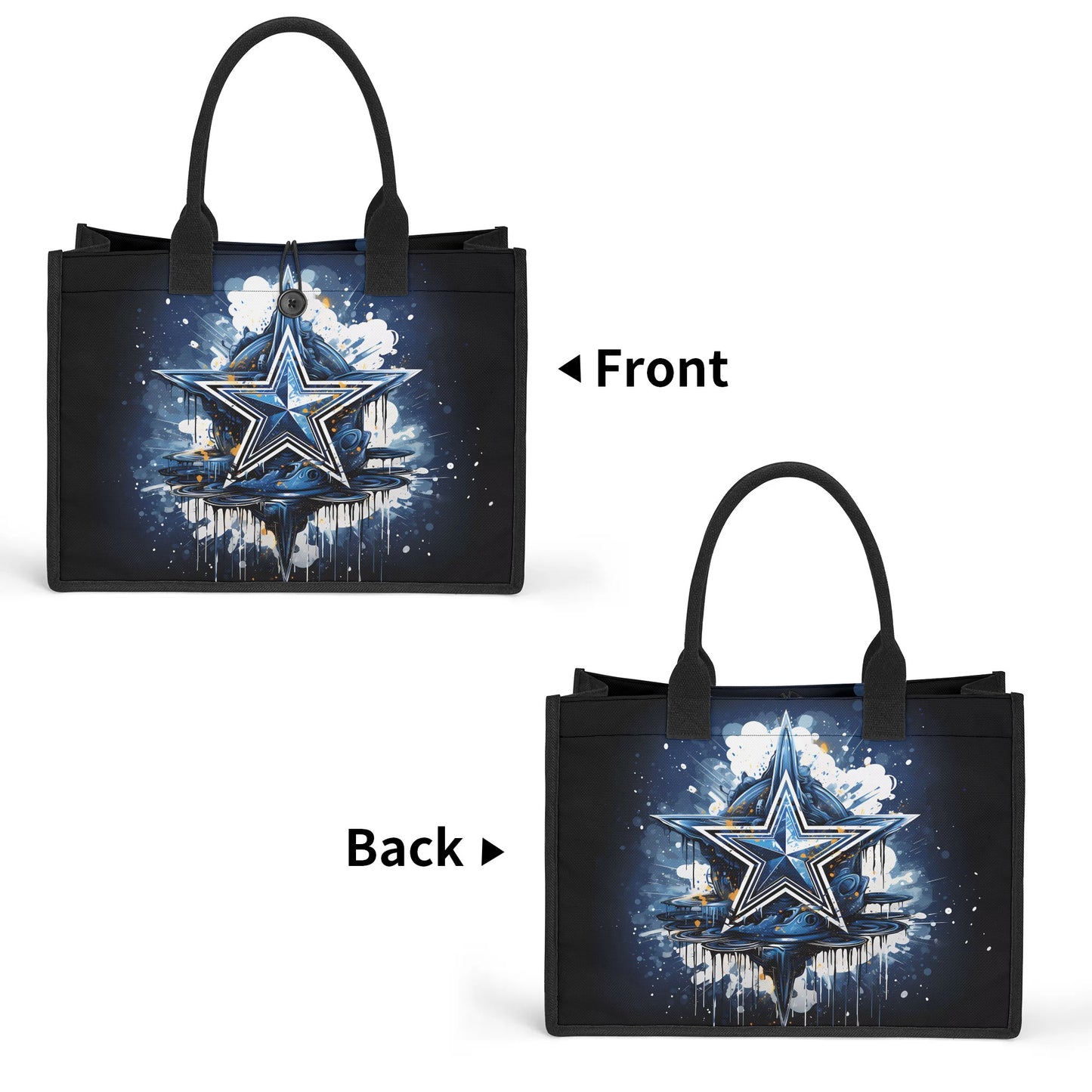 Texas Star Explosion with Water Reflection Structured Button Closure Canvas Tote Bag in 2 Sizes