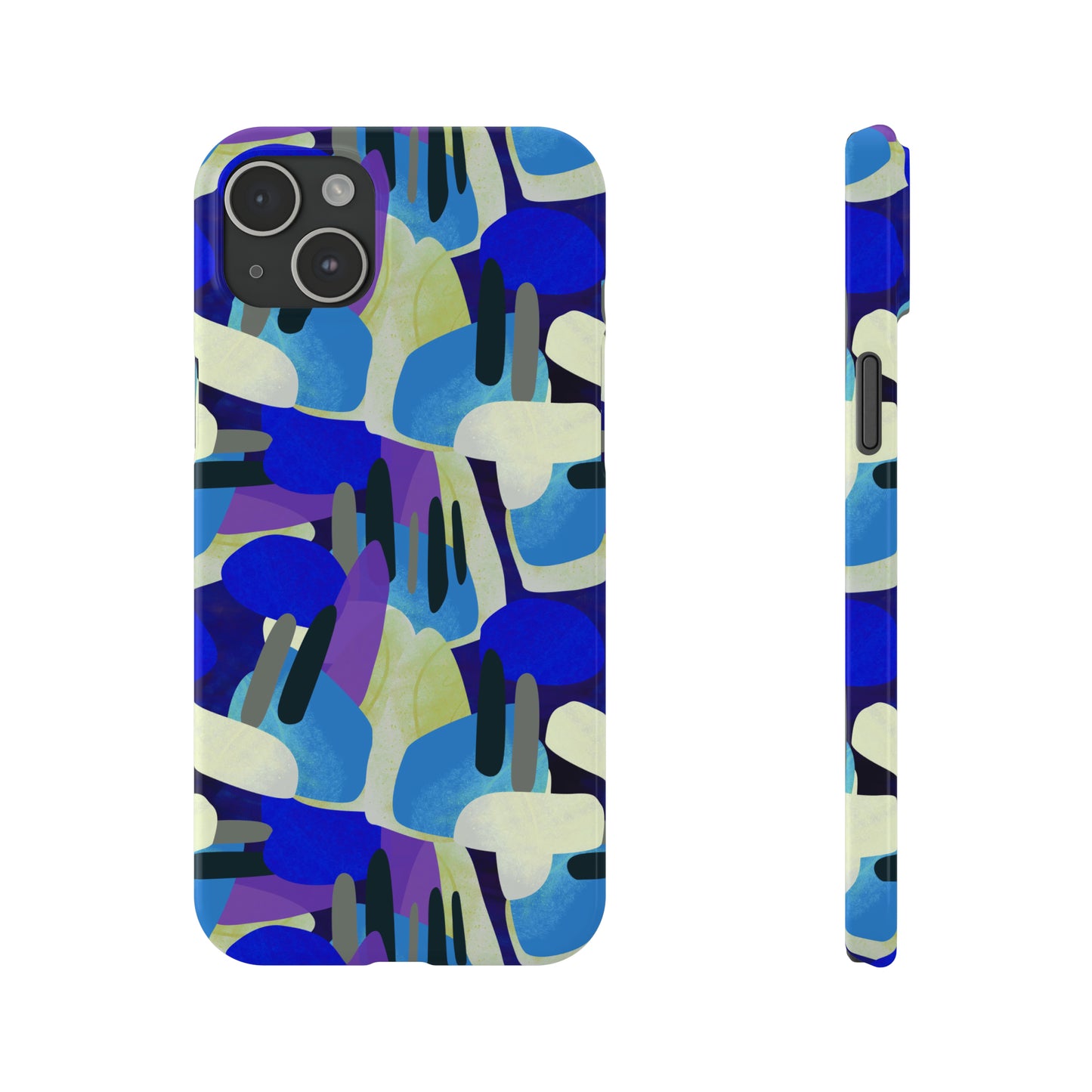 Blue, Purple and Green Abstract Design Iphone 15-12 Slim Phone Case