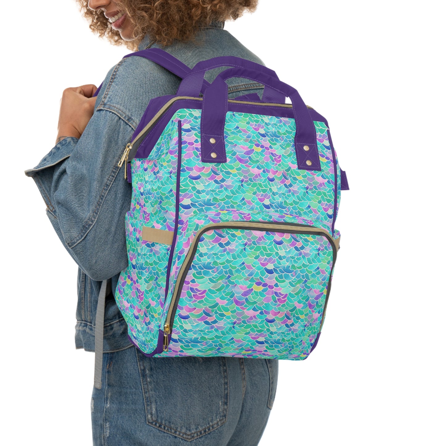 Pastel Seas: Mermaid Tail in Enchanting Pastel Hues Multifunctional Diaper Backpack