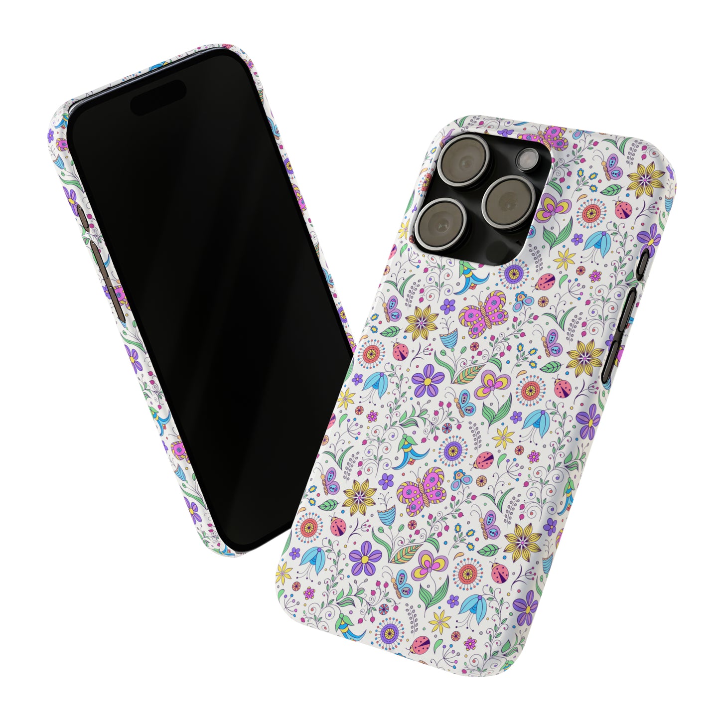 Butterflies and Flowers Iphone 15-12 Slim Phone Case