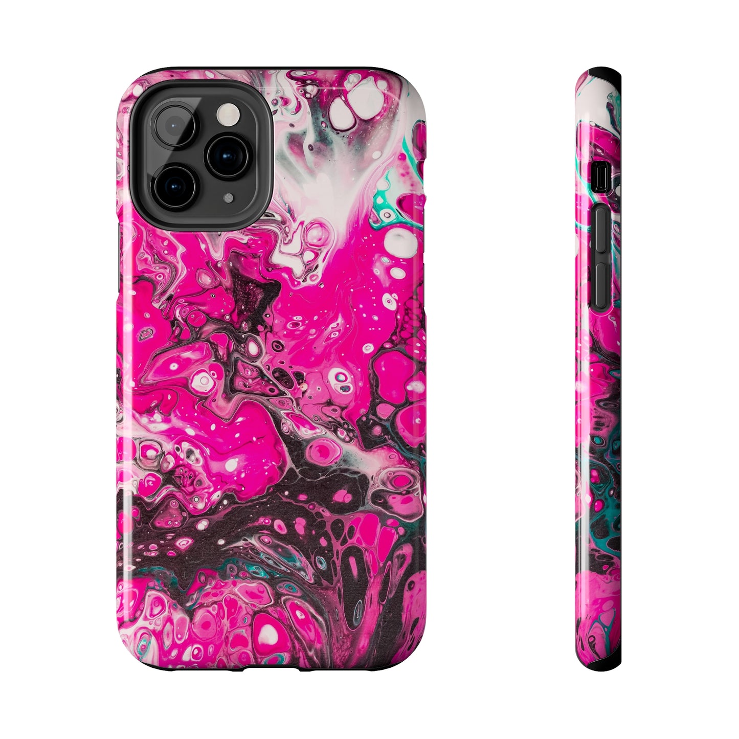 Pink, Black and White Alcohol Ink Design Iphone Tough Phone Case