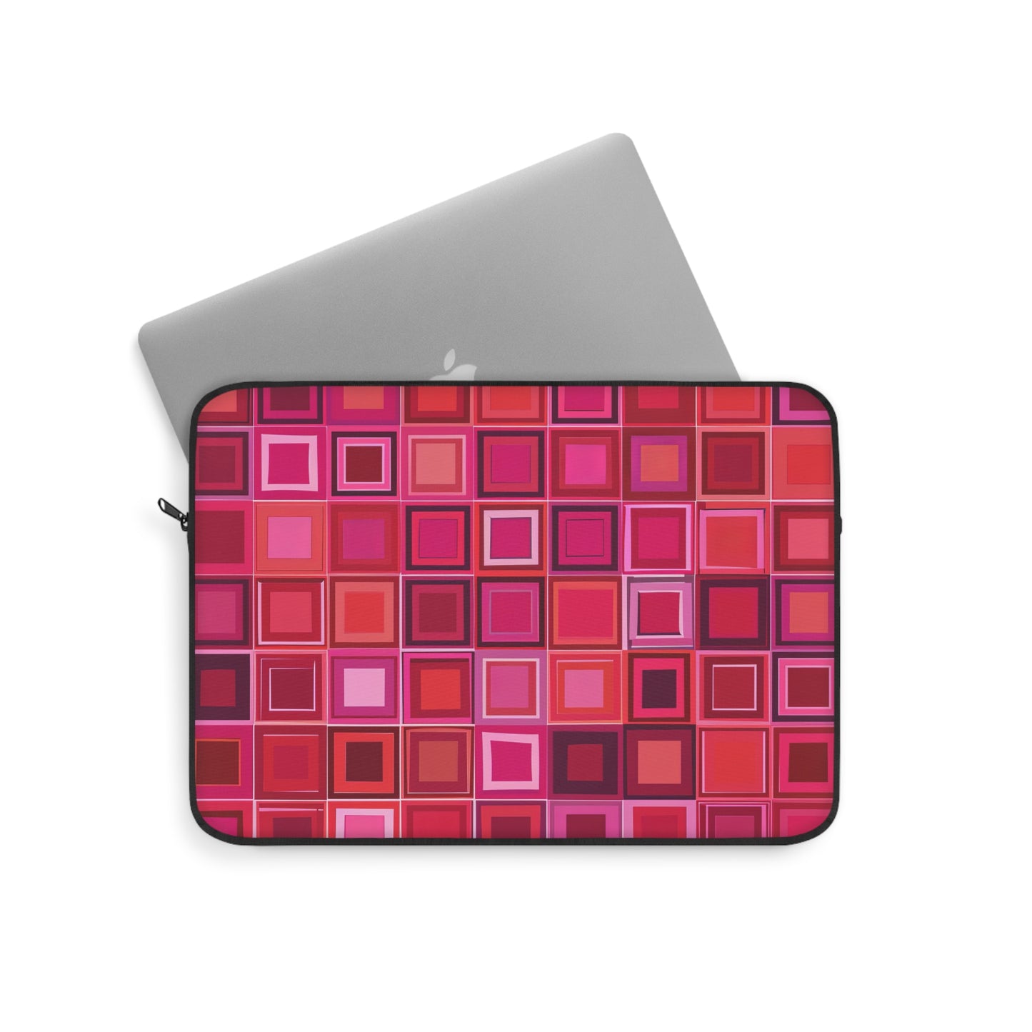 Retro Chic Geometric Bold Pink and Red Squares Laptop or Ipad Protective Sleeve 3 Sizes Available