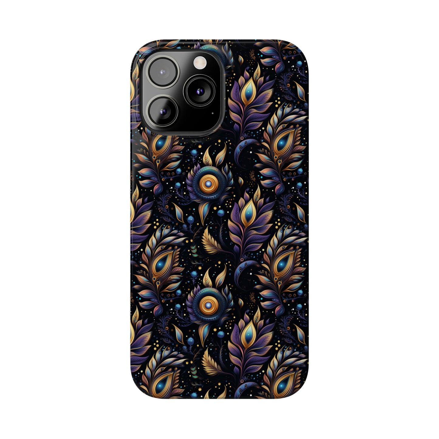 Mystical Enchanted Leaves and Celestial Stars Iphone 15-12 Slim Phone Case