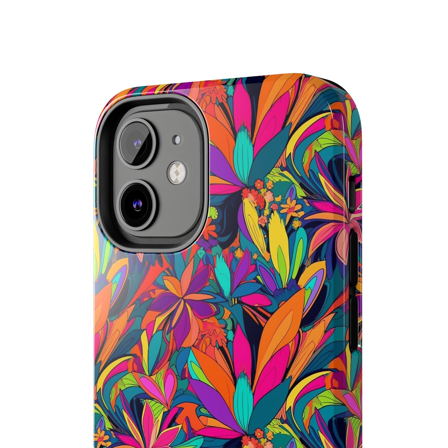 Tropical Neon Flowers Iphone Tough Phone Case