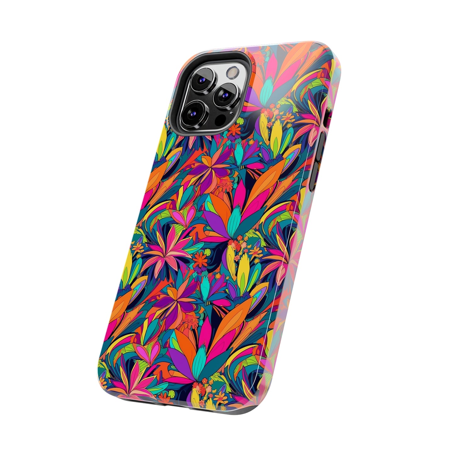 Tropical Neon Flowers Iphone Tough Phone Case