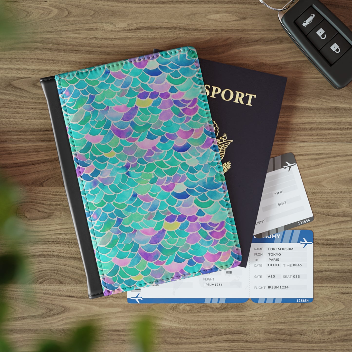 Pastel Seas: Mermaid Tail in Enchanting Pastel Hues - Passport Cover Faux Leather RFID Blocking