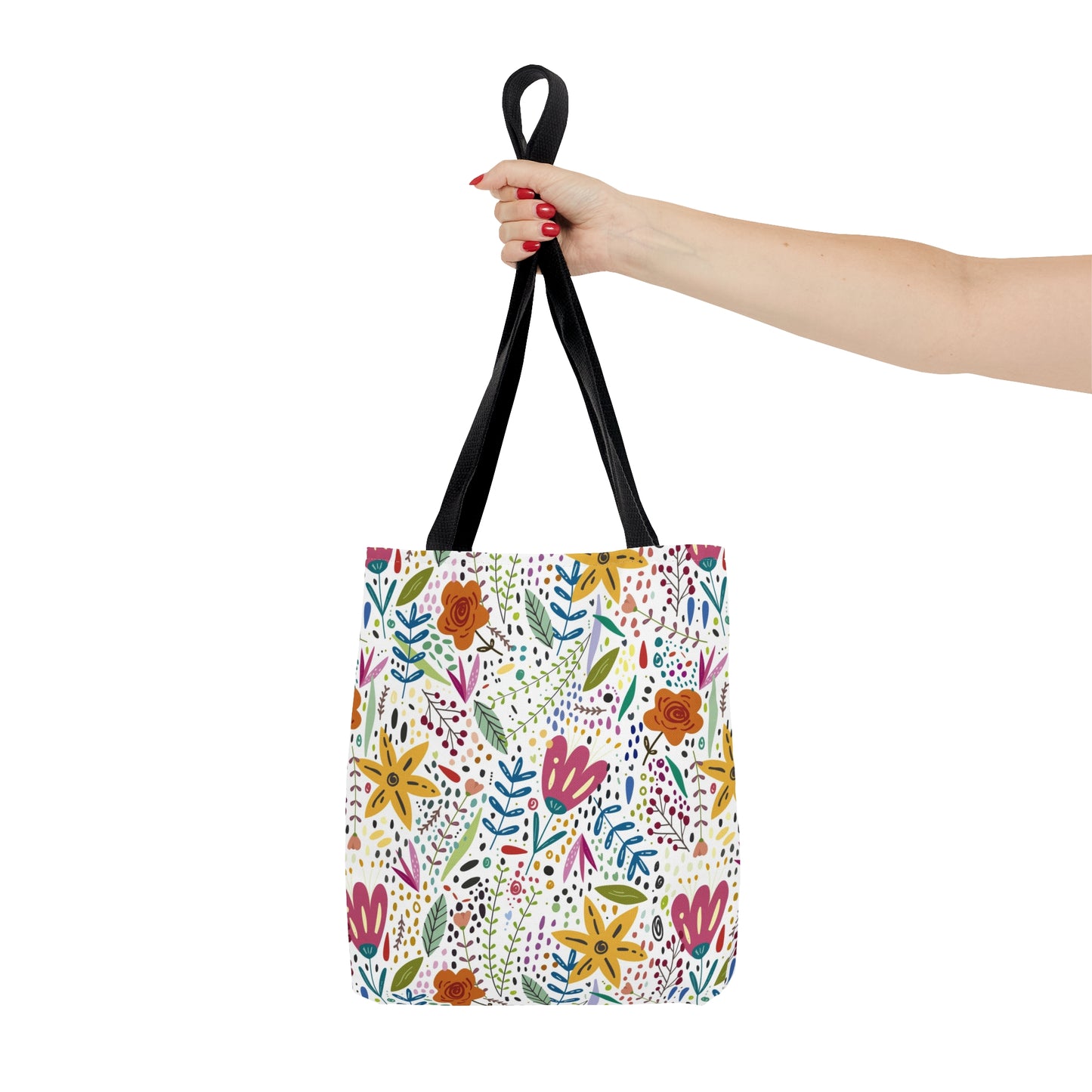 Springtime Splendor: Hand-Drawn Flowers Bursting with Vibrant Colors Design - Canvas Tote 3 Sizes