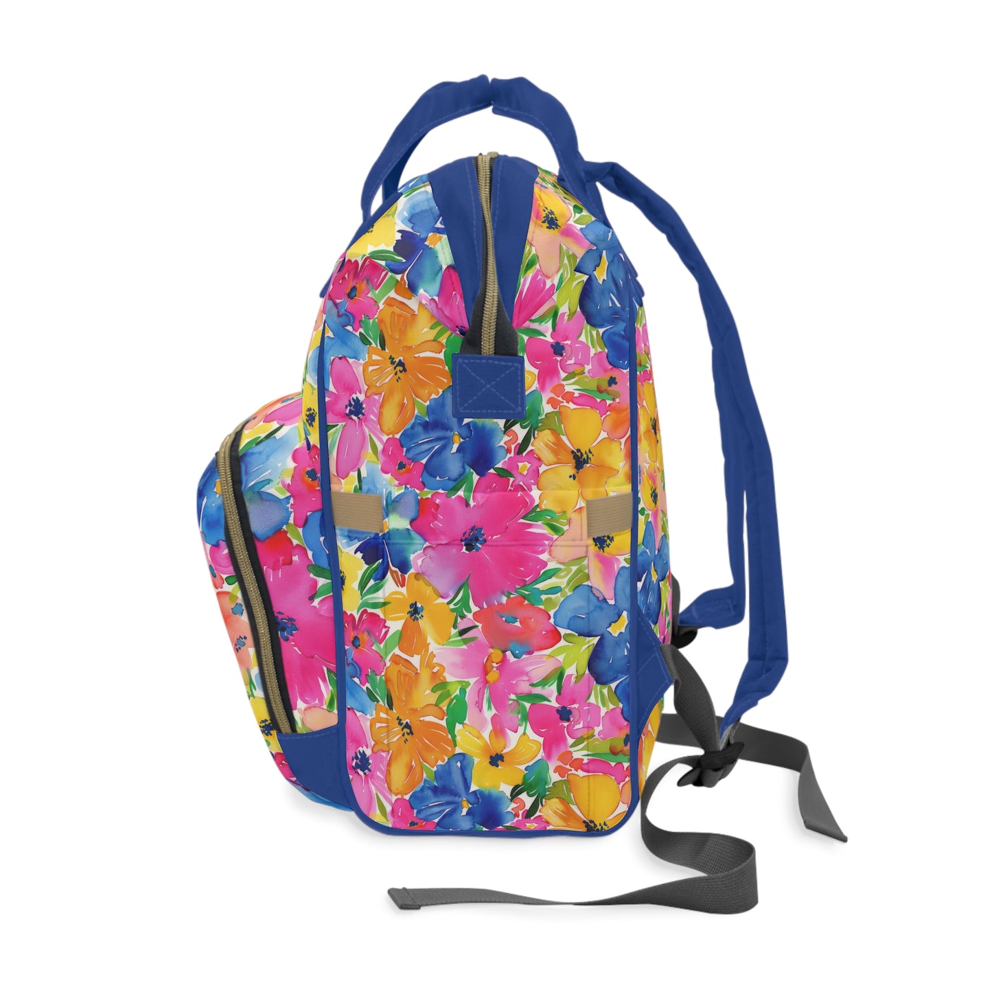 Springtime Kaleidoscope: Multi-color Watercolor Blossoms in Bloom Multifunctional Diaper Backpack