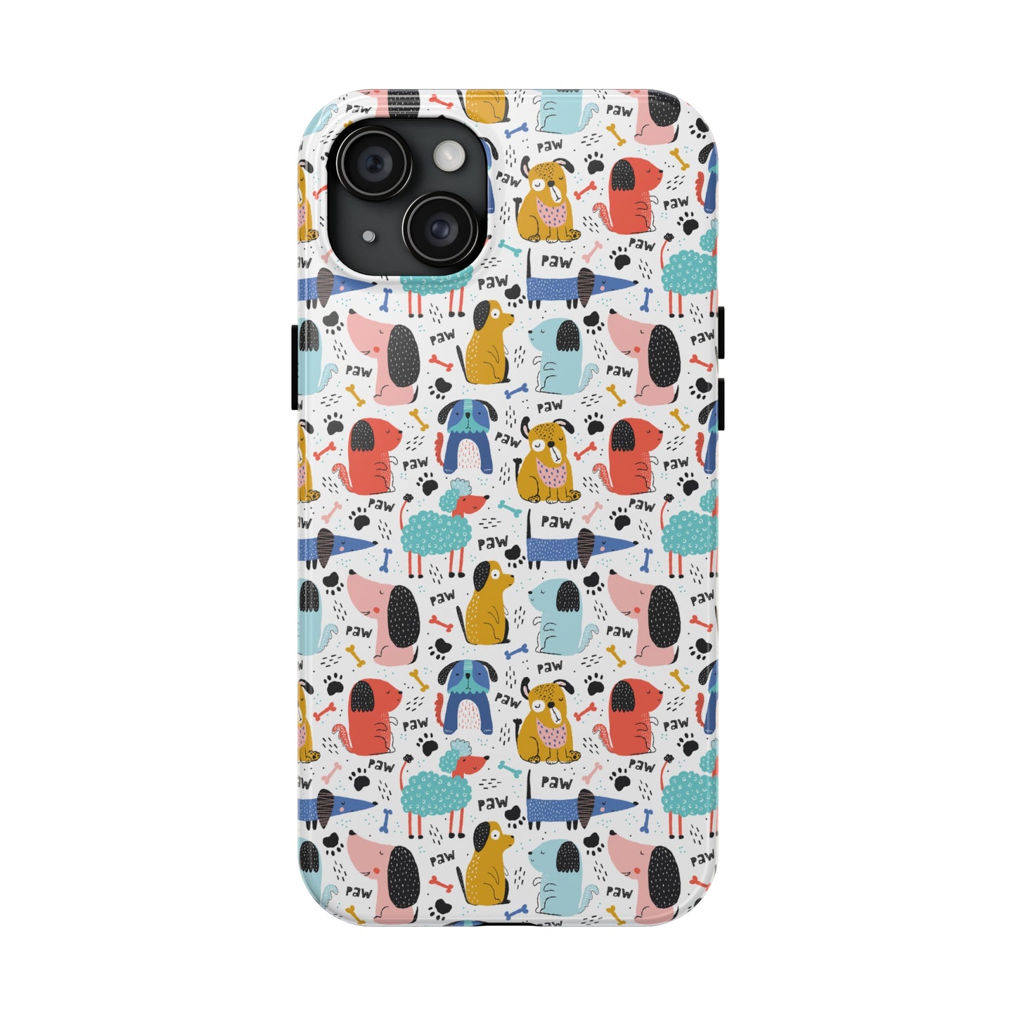 Playful Pups: Colorful Cartoon Dogs Iphone Tough Phone Case