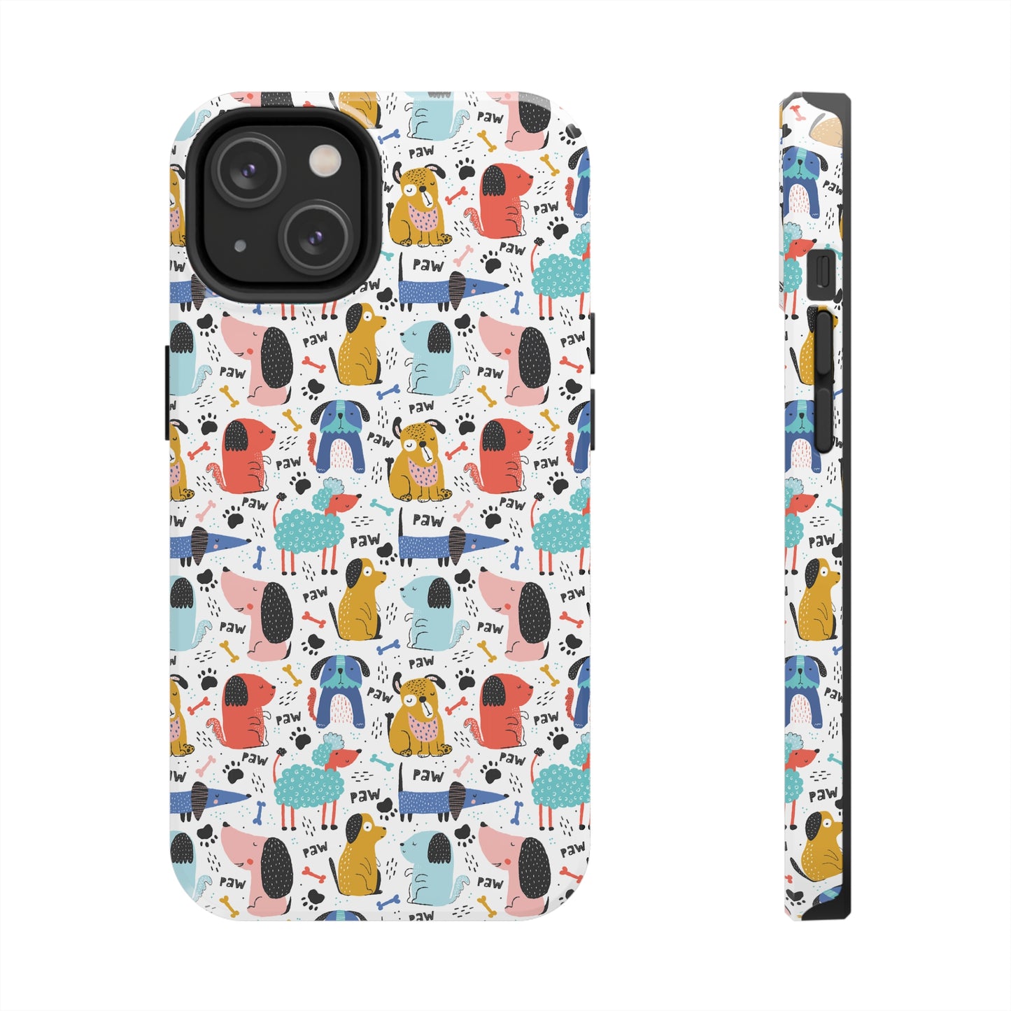 Playful Pups: Colorful Cartoon Dogs Iphone Tough Phone Case