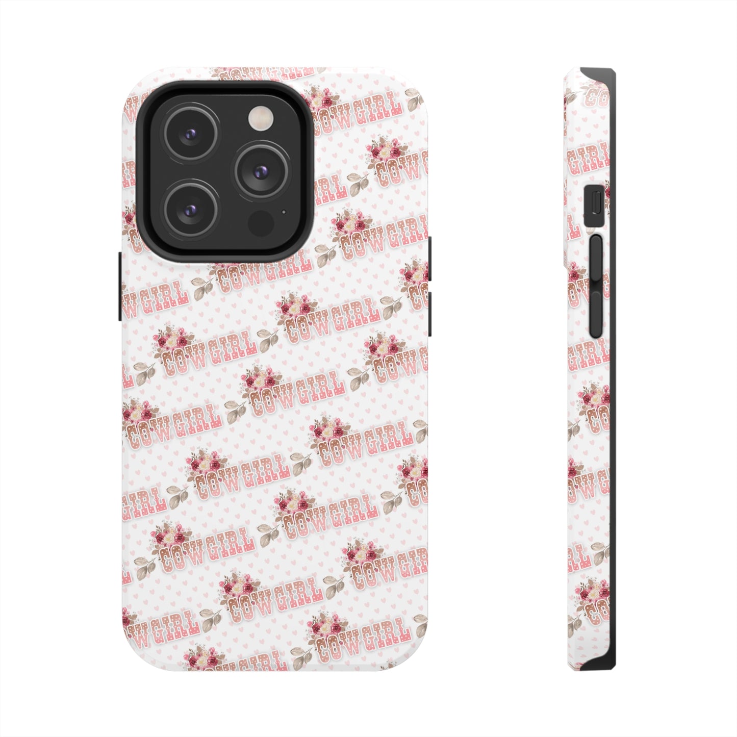 Pink Cowgirl and Flowers Iphone Tough Phone Case