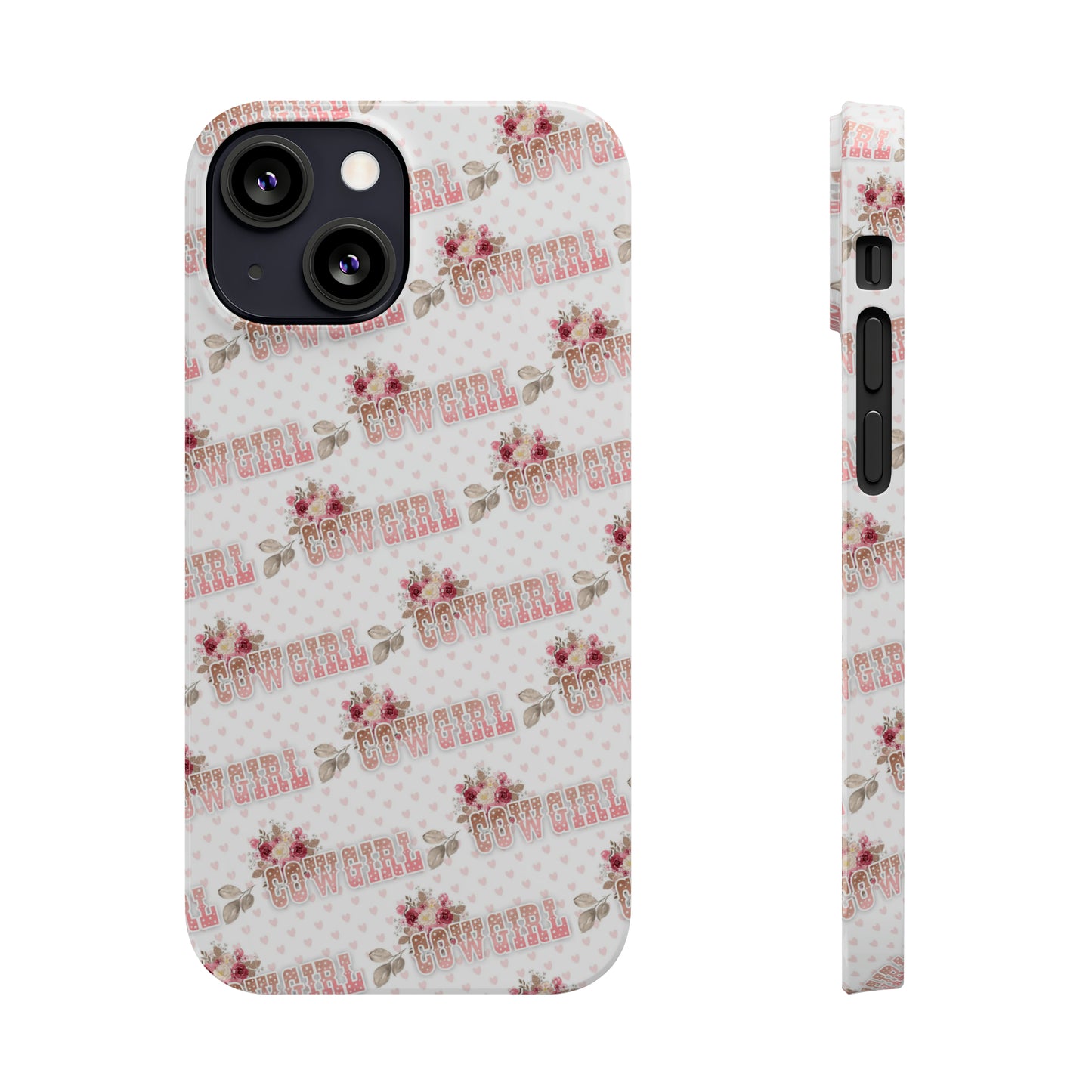 Pink Cowgirl and Flowers Iphone 15-12 Slim Phone Case