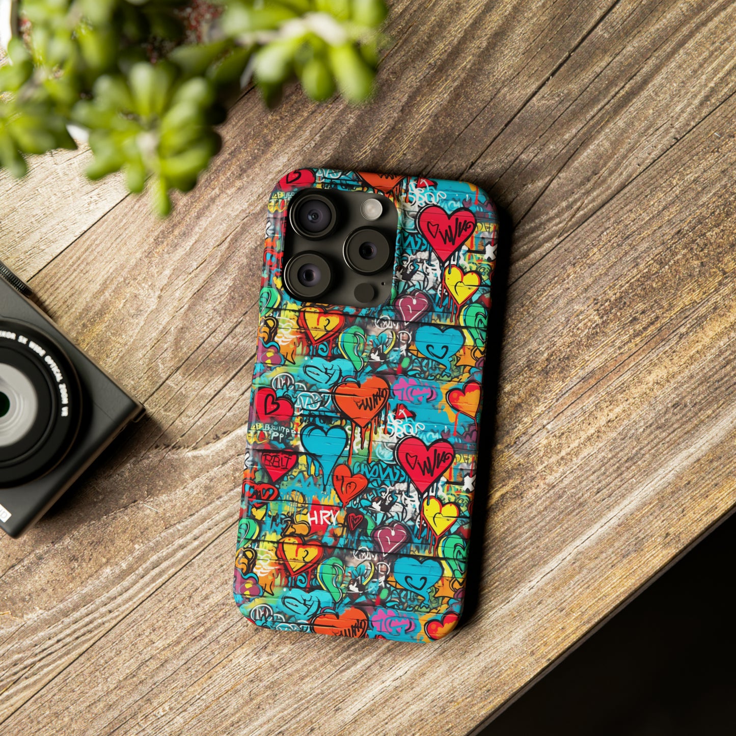 Street Art Graffiti Hearts Design Iphone 15-12 Slim Phone Case