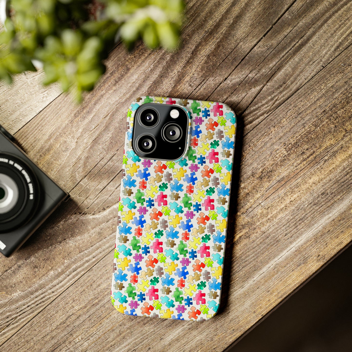 Rainbow Puzzle Pieces Iphone 15-12 Slim Phone Case