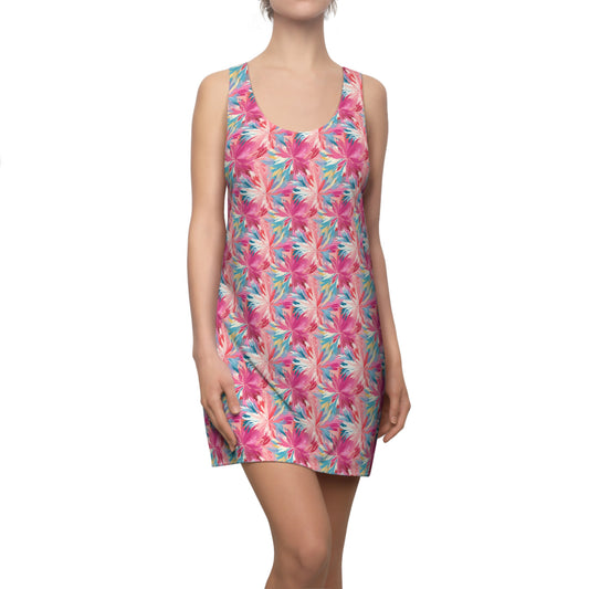 Pastel Whispers: Muted Watercolor Flowers in Pinks, Yellows, and Blues Women's Racerback Dress XS - 2XL