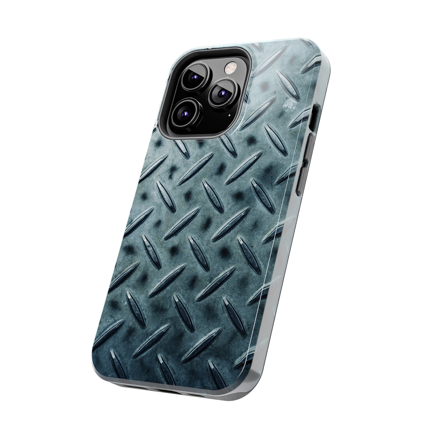 Blue Steel Diamond Plate Design Iphone Tough Phone Case