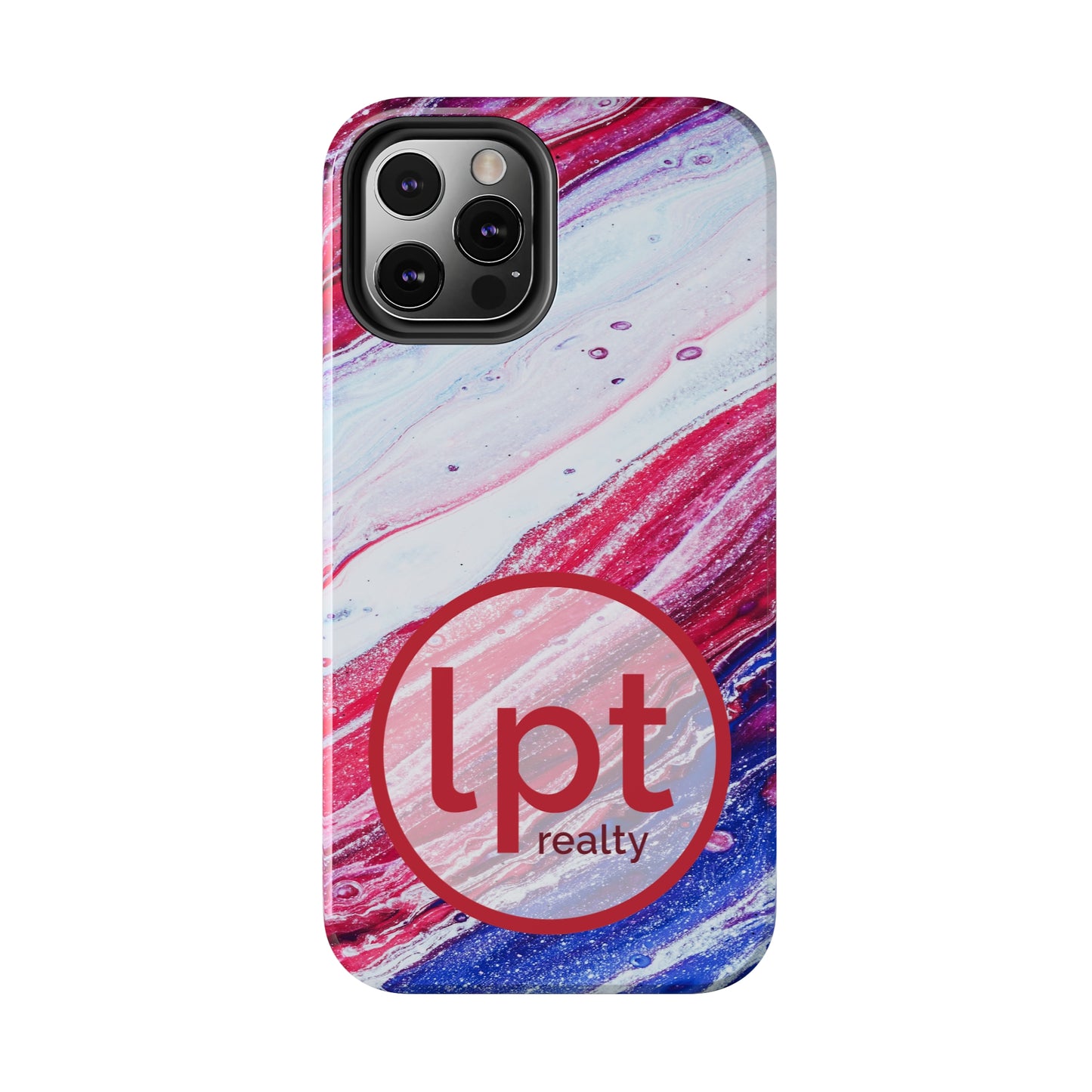 LPT Realty Logo -  Red White and Blue Alcohol Ink Design Iphone Tough Phone Case