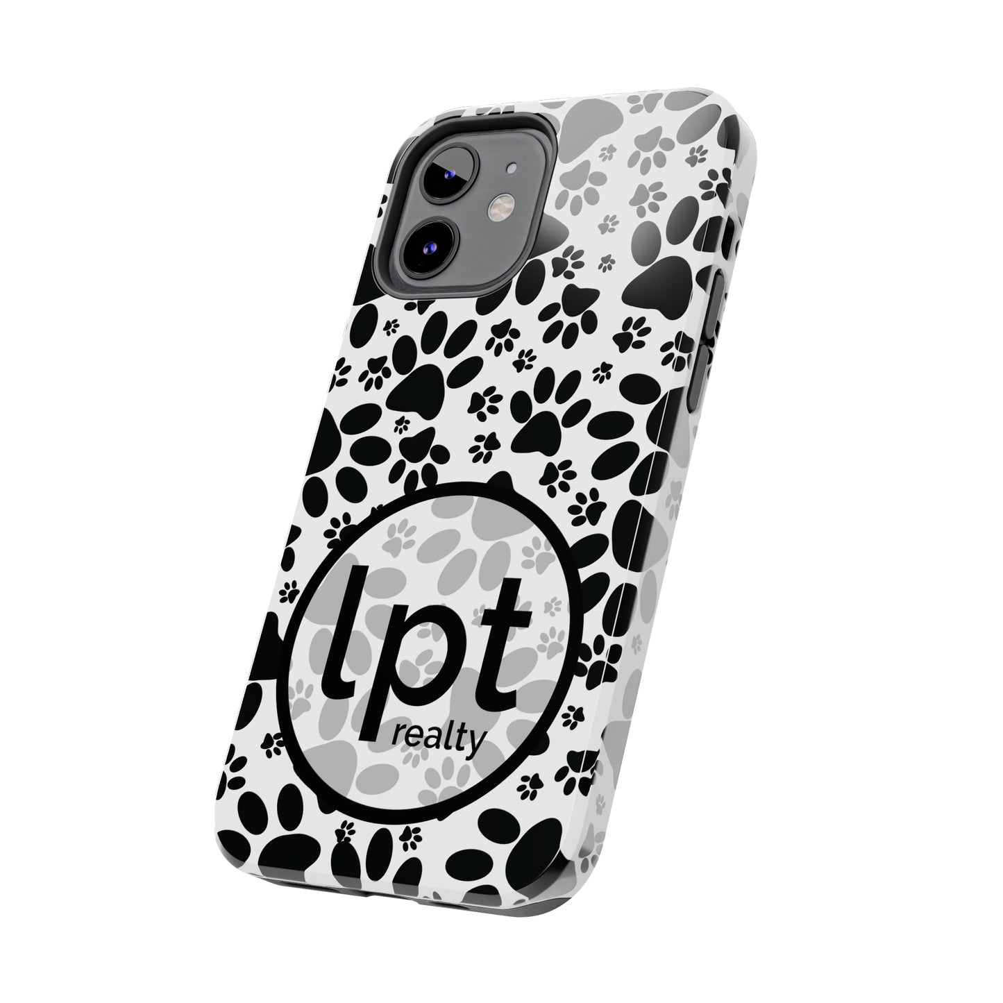 LPT Realty Logo -  Stealthy Tracks: Black Animal Paw Prints Iphone Tough Phone Case