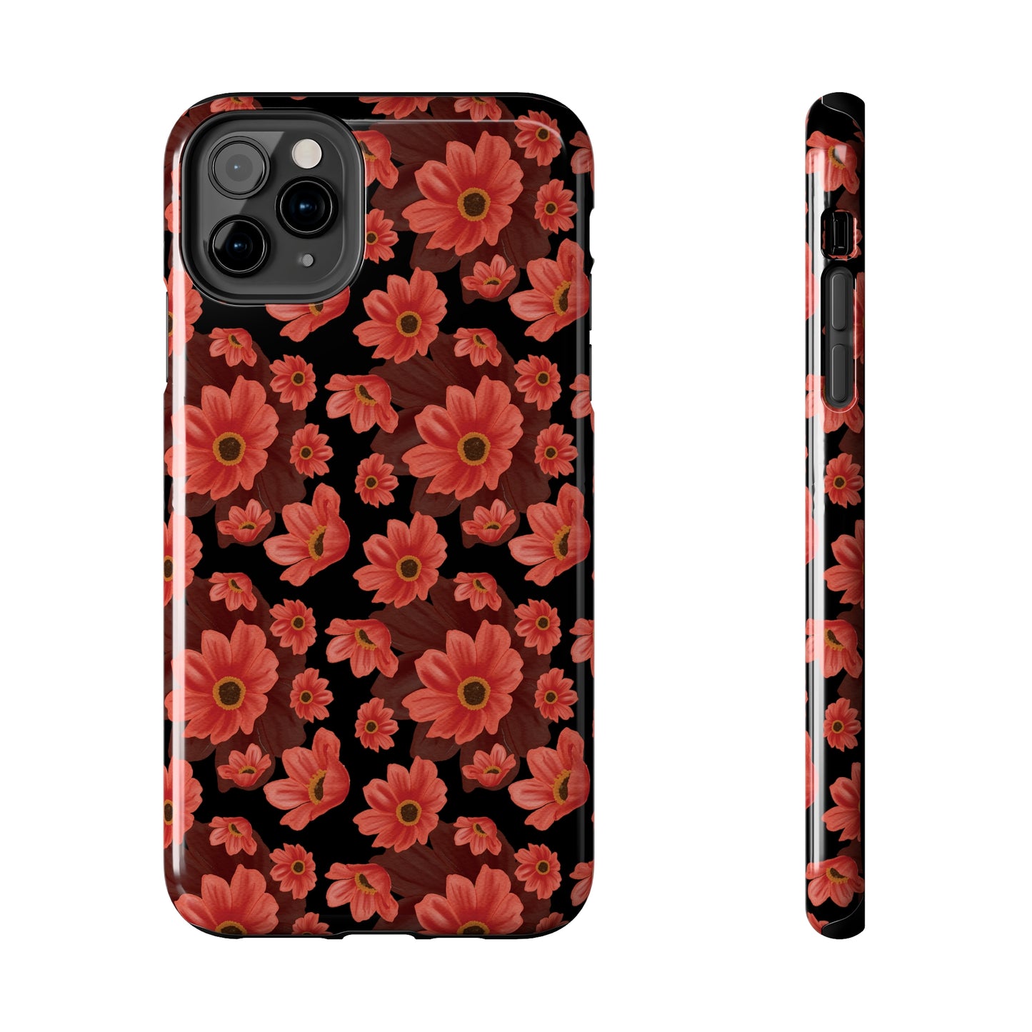 Large Red Flower Design Iphone Tough Phone Case