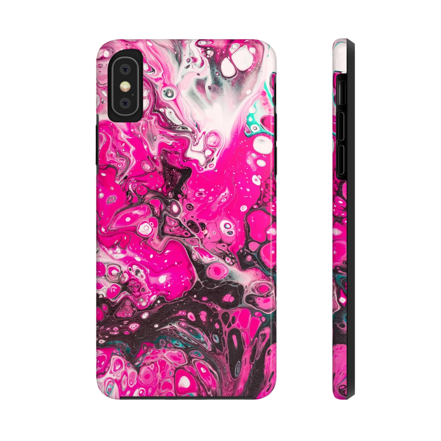 Pink, Black and White Alcohol Ink Design Iphone Tough Phone Case