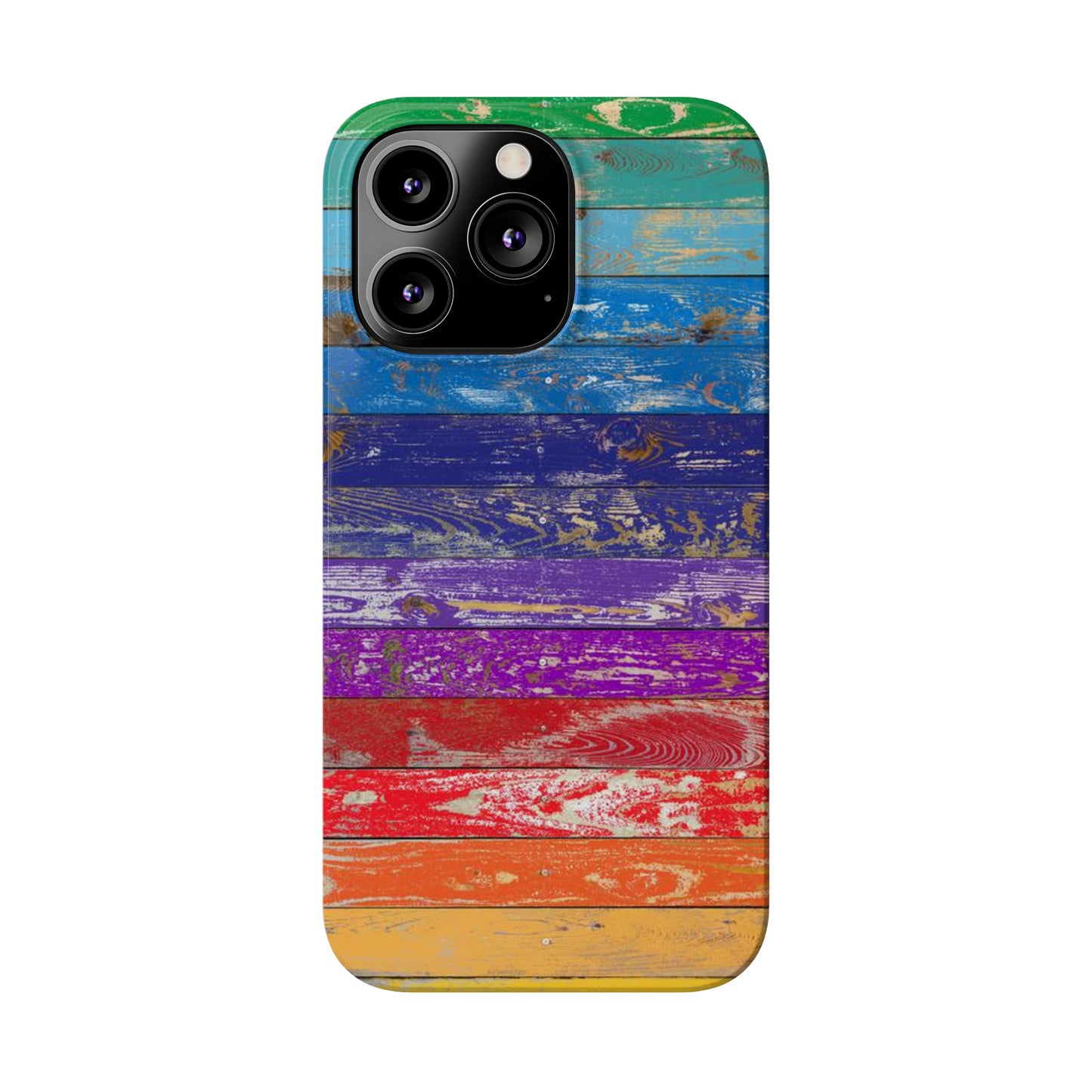 Rainbow Wood Planks Iphone 15-12 Slim Phone Case