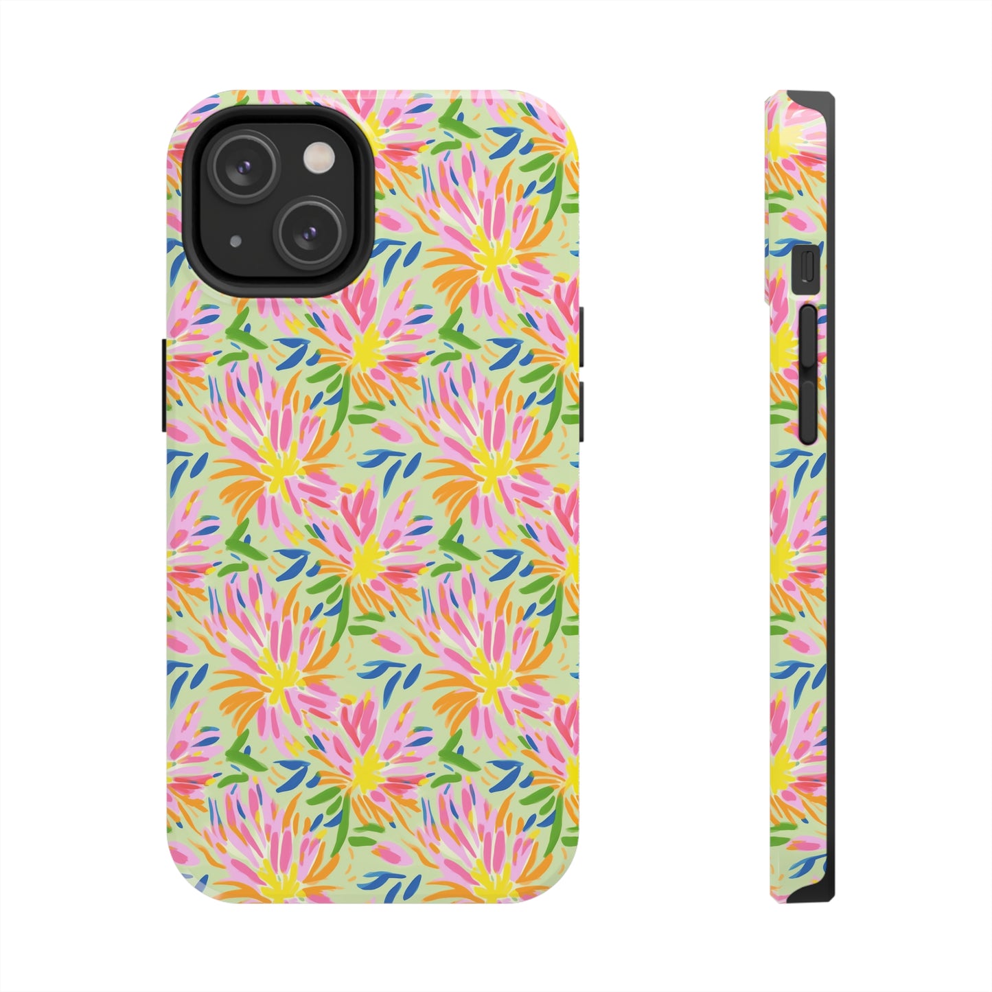 Blossoms in Bloom: Watercolor Pink and Yellow Flower Bursts Design Iphone Tough Phone Case