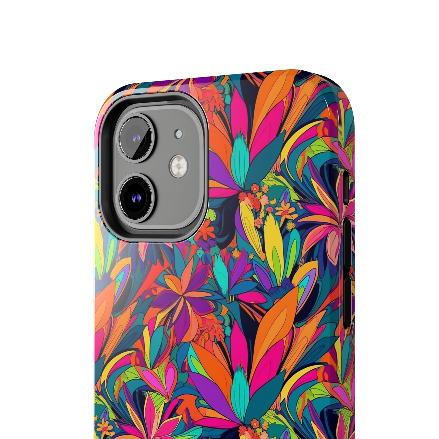 Tropical Neon Flowers Iphone Tough Phone Case