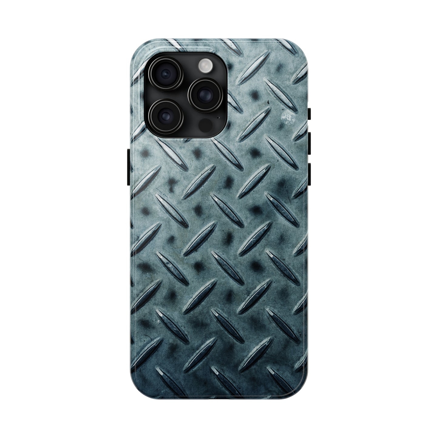 Blue Steel Diamond Plate Design Iphone Tough Phone Case