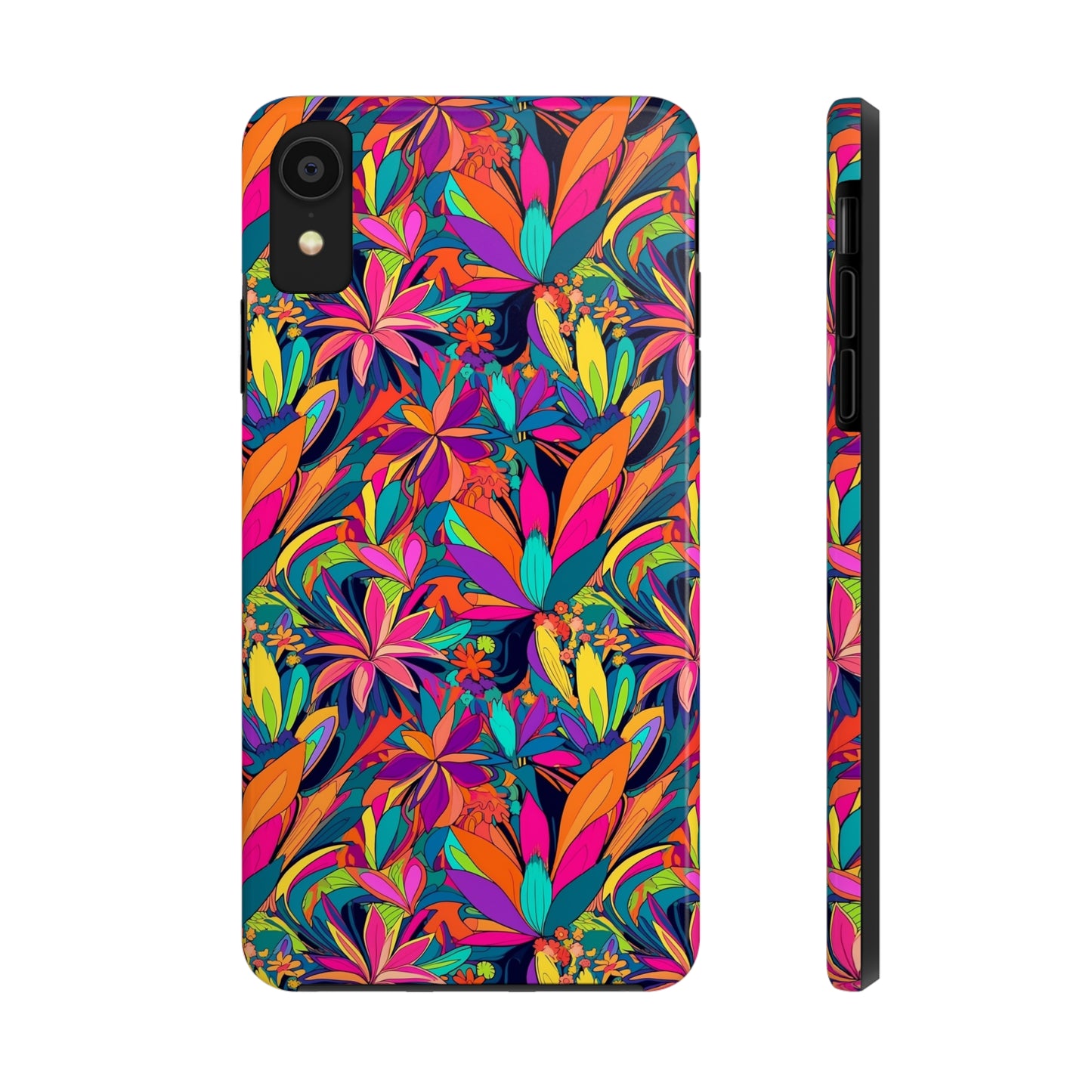 Tropical Neon Flowers Iphone Tough Phone Case