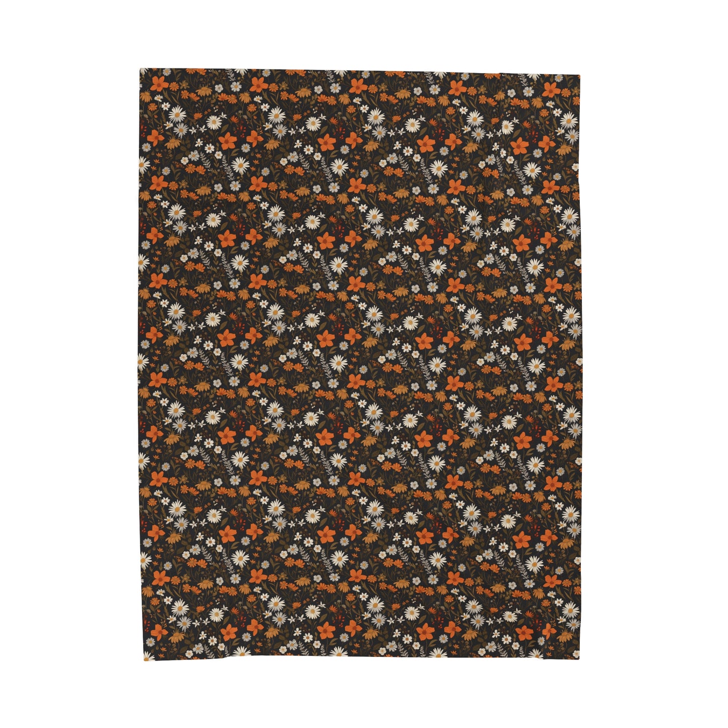 Elegant Floral Seamless Pattern in Warm Autumn Hues on Dark Background Velveteen Plush Blanket 3 Sizes