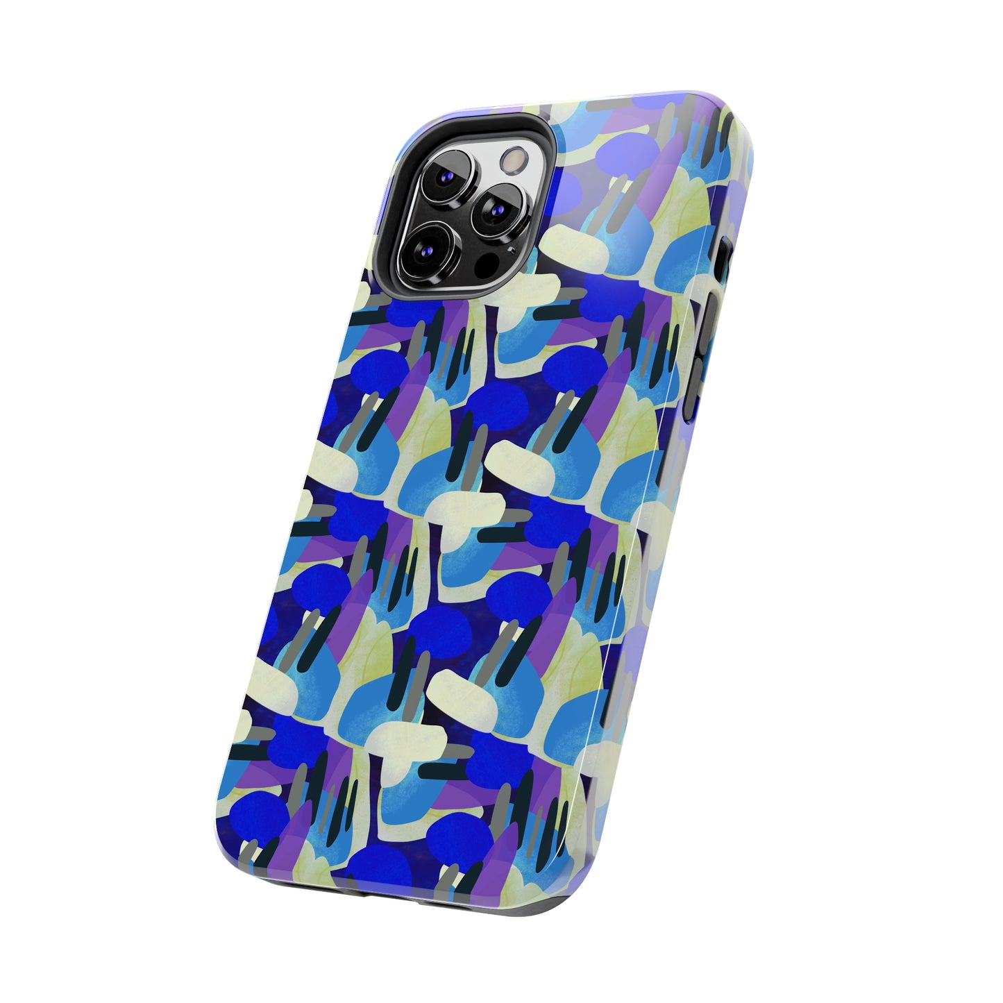 Blue, Purple and Green Abstract Design Iphone Tough Phone Case