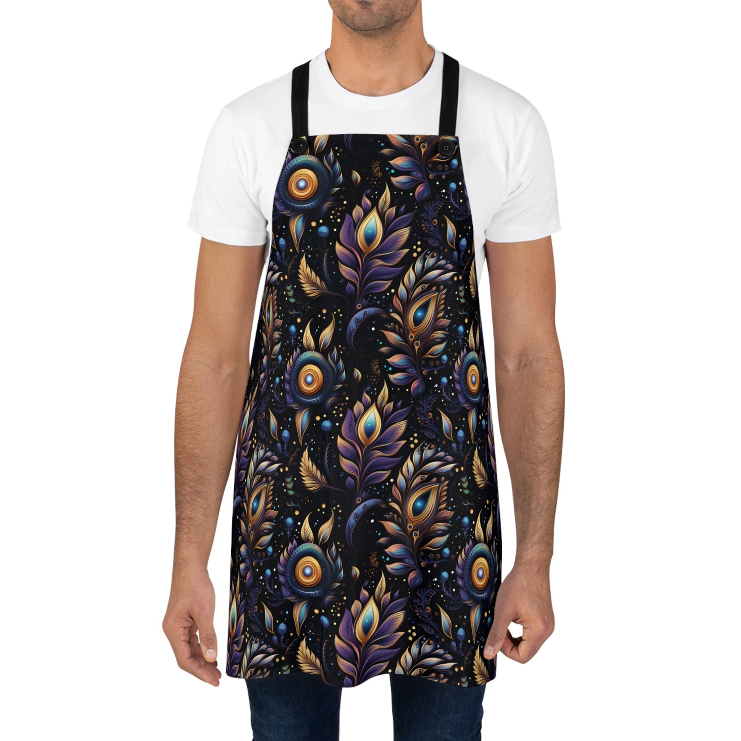 Mystical Enchanted Leaves and Celestial Stars - Kitchen Chef Apron